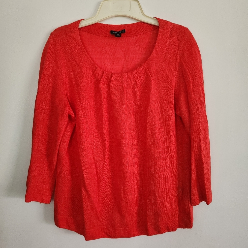 lafayette 148 new york Linen Top Size Med Coral Red